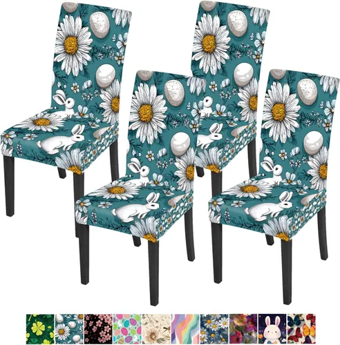 Vista 29 de ANNA QUEEN Juego de 6 fundas para sillas de comedor y cocina, fundas elásticas lavables para sillas de comedor, decoración elegante del hogar