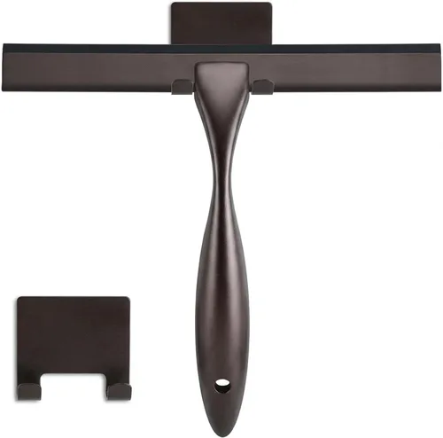 Vista 9 de Escobilla de ducha de 10 pulgadas, color negro mate, escobilla de goma de acero inoxidable multiusos para baño, puertas de ducha, espejos, azulejos