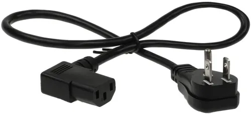 Vista 2 de Cable de alimentación estándar NEMA 5-15P a C13 de 2 pies 18AWG en ángulo recto en ambos lados