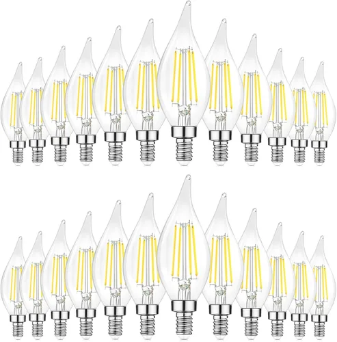 Vista 14 de TOBUSA Bombillas LED para candelabros E12, bombillas de araña de filamento 5000K Blanco luz día