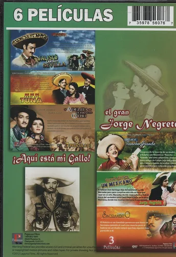 Vista 2 de JORGE NEGRETE 6 PELICULAS Jalisco Canta en Sevilla Me he de Comer esta tuna Si Adelita se Fuera con otro Alla en el Rancho Grande Cuando Quiere un