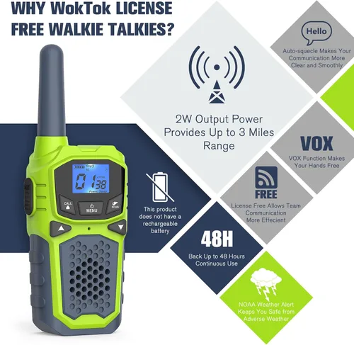 Vista 2 de Walkie Talkies para niños, radio de 2 vías de largo alcance 22 canales VOX, regalo de cumpleaños, walkie talkie familiar para camping, senderismo