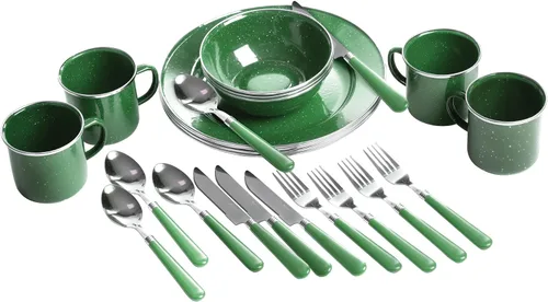 Vista 15 de Stansport Deluxe 24-Piece Enamel Tableware Set - Enamel Plates and Bowls Lightweight and Durable Camp Dish Set for Camping and Backpacking Plates