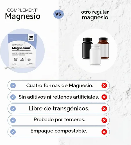 Vista 8 de COMPLEMENT Magnesio - Complejo de 4 formas biodisponibles - Malato, Taurato, Bisglicinato, Orotate - Suplemento para relajación, recuperación