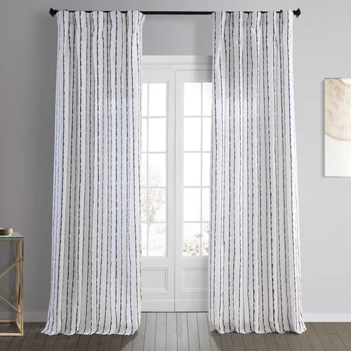 Vista 13 de HPD Half Price Drapes Cortinas abstractas con estampado a rayas de 108 pulgadas de largo, cortinas de algodón de lujo (1 panel), cortinas