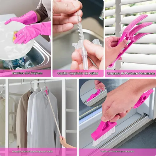 Vista 6 de Plumeros de microfibra para limpieza, plumeros con poste de extensión, plumeros flexibles y lavables para ventiladores de techo alto, persianas
