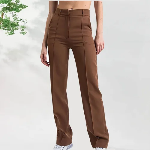 Vista 2 de Qeaghou Pantalones de vestir para mujer, pantalones de vestir de cintura alta, pantalones de pierna ancha, pantalones palazzo, pantalones a medida