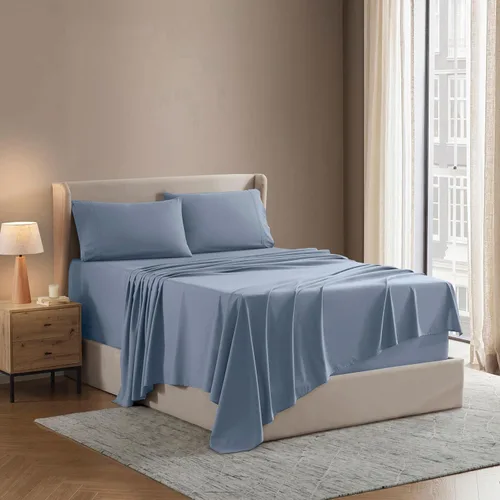 Vista 35 de Nestl - Juego de sábanas tamaño individual, sábanas de cama, color blanco, bolsillo profundo de 3 piezas 01-Blanco
