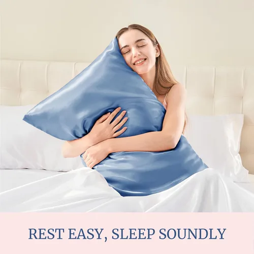 Vista 5 de BEDELITE Funda de almohada de satén para cabello y piel, súper suave y refrescante similar a las fundas de almohada de seda, paquete de 2 con cierre