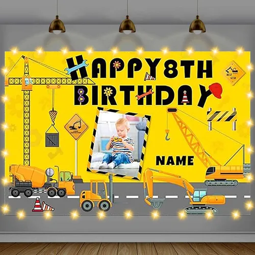 Vista 14 de Cartel de feliz cumpleaños beige personalizado para telón de fondo grande de feliz cumpleaños, globo aerostático, fiesta, interior y exterior