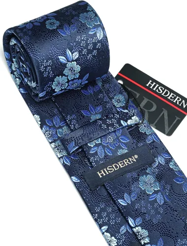 Vista 4 de Corbatas florales tejidas clásicas para hombre, corbata cuadrada de bolsillo, corbatas formales para hombres, boda con pañuelo