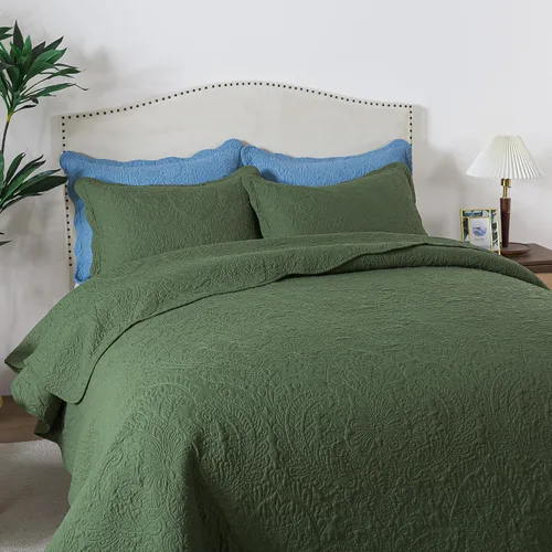 Vista 49 de HoneiLife Juego de ropa de cama tamaño Queen, juego de edredón de microfibra para cama Queen, colchas ligeras de 3 piezas, edredones reversibles