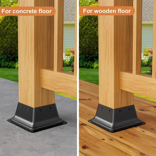 Vista 4 de FMhotu 4x4 Base de poste 2 piezas, soporte de poste de acero recubierto en polvo resistente de 3.6"x3.6" interno, adecuado para poste de madera