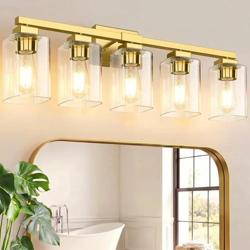 Vista 14 de Lámpara de baño de 3 luces de 19 pulgadas, moderna lámpara de tocador negra, accesorios de iluminación de baño sobre espejo, lámpara de aplique