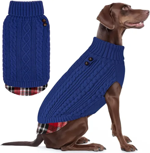 Vista 20 de KYEESE Suéter suave para perros pequeños, machos, abrigado, de cuello alto, ropa elástica de punto para gatos, abrigo cómodo para cachorros