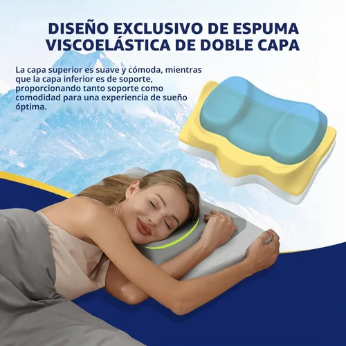 Vista 2 de ABLEGRID Almohada cervical de espuma viscoelástica de doble capa, almohada de gel refrescante de contorno para aliviar el dolor de cuello, hombros