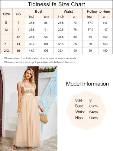 Vista 6 de Tidinesslife Elegante vestido de fiesta de noche con lentejuelas para mujer, vestido formal con cuentas y cuello en V para invitadas de boda