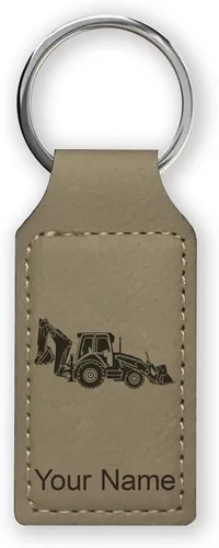 Vista 37 de LaserGram Llavero rectangular, retroexcavadora, grabado personalizado incluido