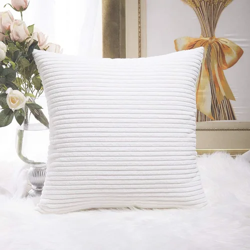 Vista 72 de Home Brilliant Funda de almohada de primavera de 18x18 pulgadas, funda de almohada de terciopelo a rayas para silla y sofá, funda de almohada