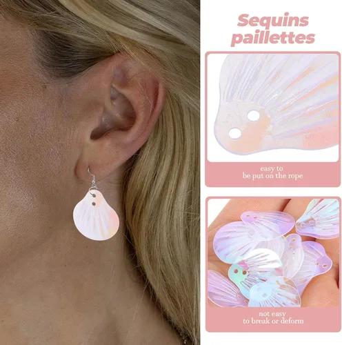 Vista 5 de Amosfun Lentejuelas brillantes con agujeros para manualidades de costura, bordados, aretes y decoración de prendas
