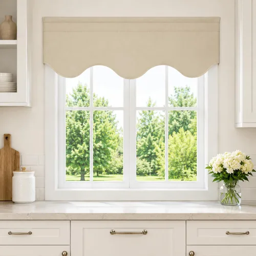 Vista 20 de Aquazolax Half Window Curtains 24 Inch Length, 28" Wide Rod Pocket Small Window Treatment for Kitchen, Bathroom, Camper, Beige, 2 Panels Set
