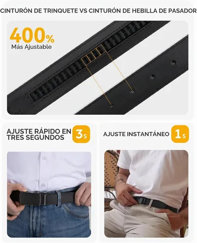 Vista 3 de CHAOREN Cinturón para hombre de cuero con trinquete - Ajuste personalizable, estilo sin esfuerzo (35 mm)