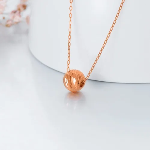 Vista 4 de Collar de oro sólido de 18 quilates para mujer, 0.315in de oro brillante corte de diamante flotante bola colgante amor joyería aniversario