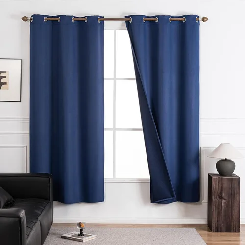 Vista 10 de NANPIPER Cortinas 100% opacas para dormitorio, juego de 2 paneles de 54 pulgadas de largo, cortinas de tratamiento de ventanas con aislamiento