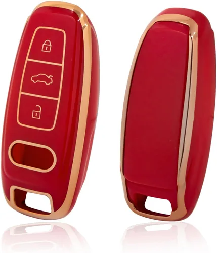 Vista 12 de Xotic Tech - Funda protectora de TPU con 3 botones de protección completa para llave sin llave, control remoto, con llavero compatible con Audi A3