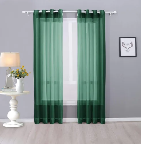 Vista 7 de Interior Trends Ariana - Juego de 2 cortinas de gasa transparente totalmente cosida con ojales (63 pulgadas de largo, beige)