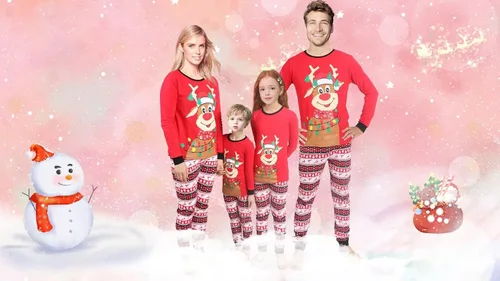 Vista 16 de Pijamas familiares a juego de Navidad pijamas de algodón para vacaciones