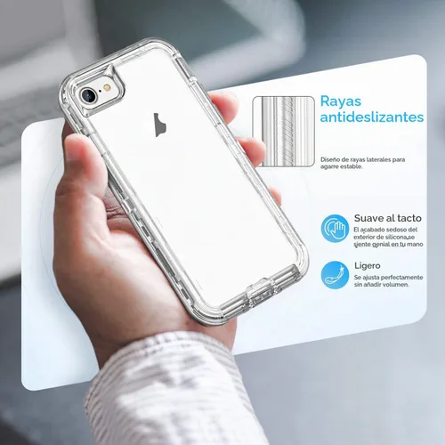 Vista 2 de ORIbox - Funda compatible con iPhone 7 Plus, compatible con iPhone 8 Plus, resistente a prueba de golpes, anticaída, funda transparente Cristal