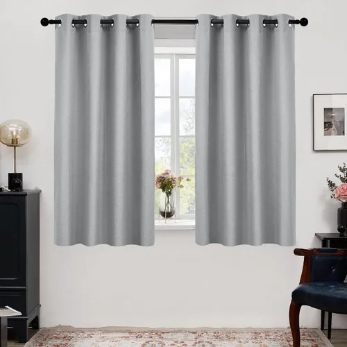 Vista 16 de Deconovo - Cortinas opacas 100% ligeras de lino sintético para dormitorio, cortinas térmicas aisladas para reducir el ruido para comedor, sala