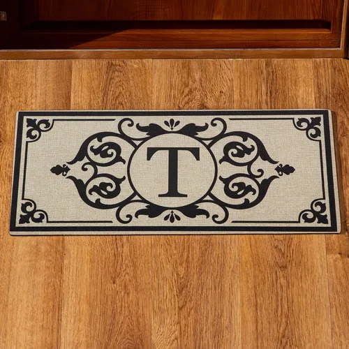 Vista 23 de Evergreen Flag Cambridge Monogram Letra A Burlap Sassafras Switch Mat 22" x 10