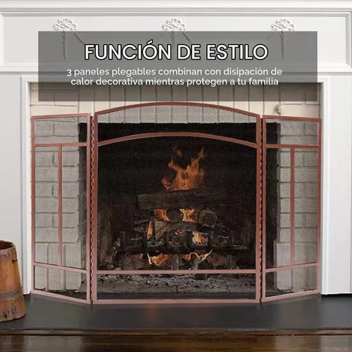 Vista 7 de Fire Beauty Pantalla para chimenea de 3 paneles de hierro forjado de 48 pulgadas de largo x 29 pulgadas de alto, cubierta de protección contra