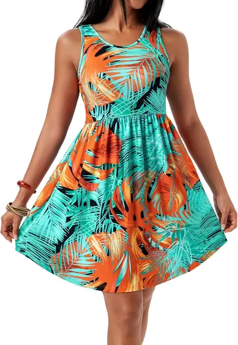 Vista 45 de HiMONE Vestidos de Vacaciones para Mujeres 2025 Vestido de Verano Vestidos Casuales de Verano para Mujeres Vestidos Casuales de Playa Petite Azul