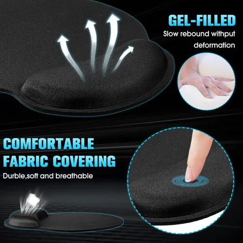 Vista 4 de Yunsailing Paquete de 8 alfombrillas ergonómicas para mouse con soporte para reposamuñecas, almohadilla de espuma viscoelástica de gel para mouse