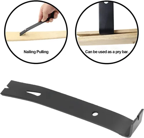 Vista 2 de Extractor de clavos plano con barra de palanca, herramienta de mano duradera de acero al carbono con garra ancha para carpintería y reparación