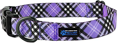 Vista 6 de Max and Neo NEO - Collar reflectante con hebilla de nailon para perro, donamos un collar a un rescate de perros por cada collar vendido (XS, negro)