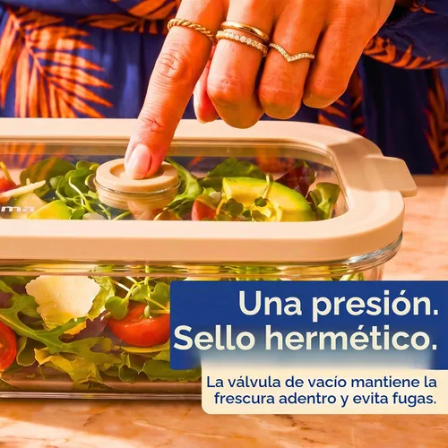 Vista 6 de Recipientes de vidrio no tóxicos con tapas, paquete de 4, 21 onzas Beige