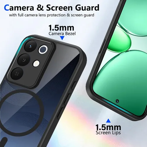 Vista 471 de Funda magnética transparente compatible con Xiaomi 17T, color negro 2 en 1 PC + TPU cubierta de teléfono a prueba de golpes, carcasa protectora