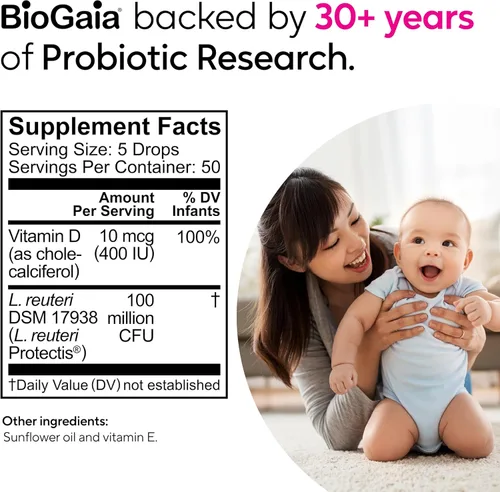 Vista 8 de BioGaia ProTectis Gotas probióticas para bebés Alivio de cólicos y gases + Vitamina D Seguro para recién nacidos Alivia el llanto