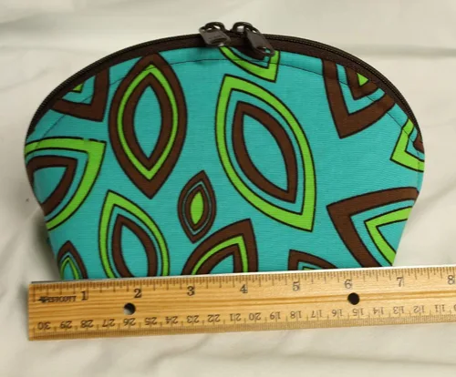 Vista 3 de Turquoise, Lime and Brown LARGE Clam Up ZipperCosmetic Bag