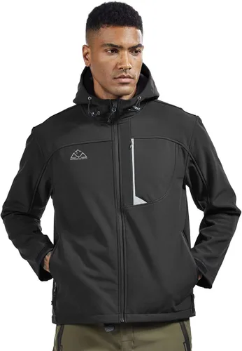 Vista 3 de TBMPOY Chaqueta Softshell con capucha para hombre impermeable resistente al viento esquí senderismo ropa exterior con forro polar