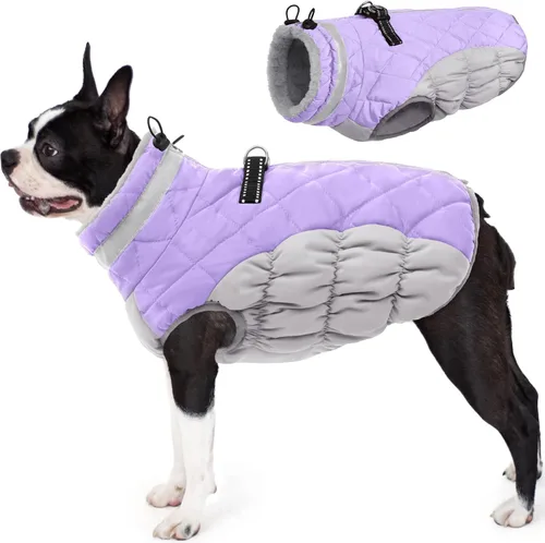 Vista 39 de AOFITEE Abrigo para perro, chaquetas cálidas para perros pequeños, abrigo de invierno para perros con arnés integrado, chaqueta de invierno