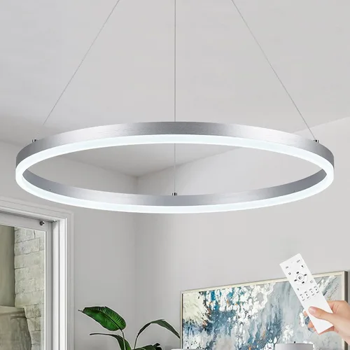 Vista 36 de Benkut Lámpara de Araña de Anillo LED Moderna Negra para Comedor, Lámpara de Araña de Techo Circular Empotrada Regulable con Control Remoto