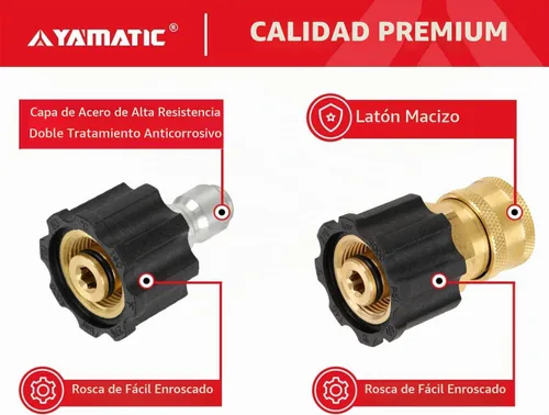Vista 5 de YAMATIC Kit de conexión rápida para lavadora a presión, hembra M22 a enchufe de 3/8 pulgadas y hembra M22 a enchufe de 3/8 pulgadas, accesorios