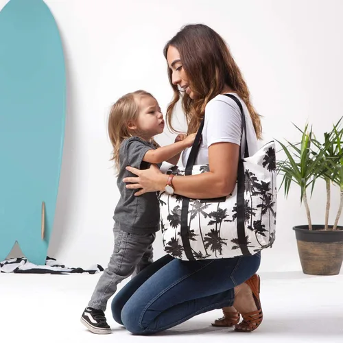 Vista 4 de ALOHA Collection Bolsa de playa plegable a prueba de salpicaduras con cremallera superior. Bolsa de mano lavable para piscina, playa y viajes