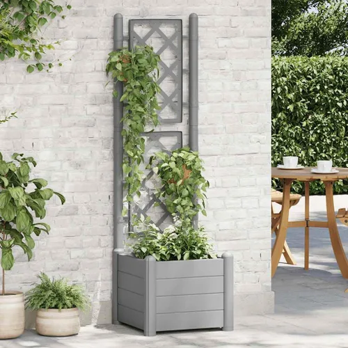 Vista 2 de vidaXL Cama de jardín elevada, jardinera con enrejado, cama de jardín elevada para plantas vegetales de escalada en interiores y exteriores, maceta