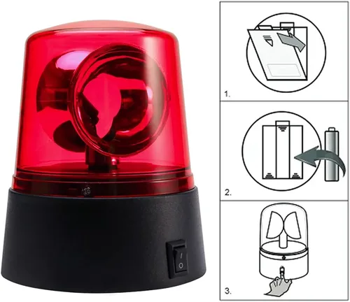 Vista 4 de Luz estroboscópica LED giratoria de 360 grados con efecto de escenario intermitente para DJ, funciona con pilas, lámpara giratoria para fiesta